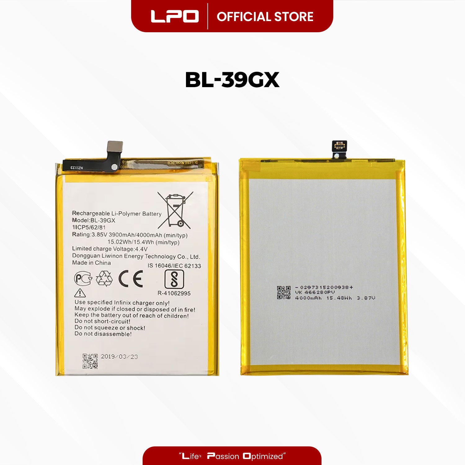Cellphone Battery	Infinix Hot S3 2018 BL-39GX Compatible with X573, X573B - LPO Laptop PC-Outlet