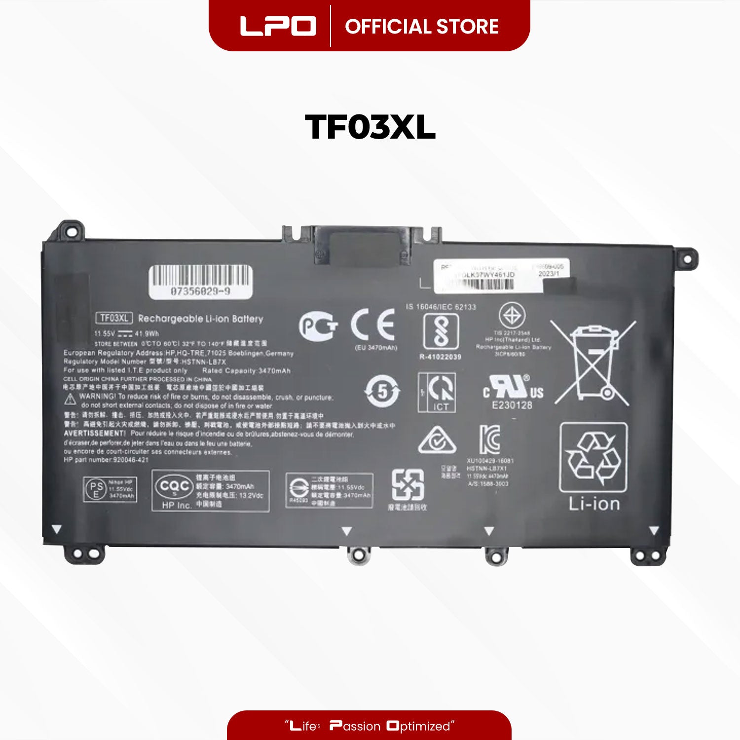 Laptop Battery TF03XL Compatible with HP Pavilion X360 14-BF000 14-BK000 14-BP000 Series