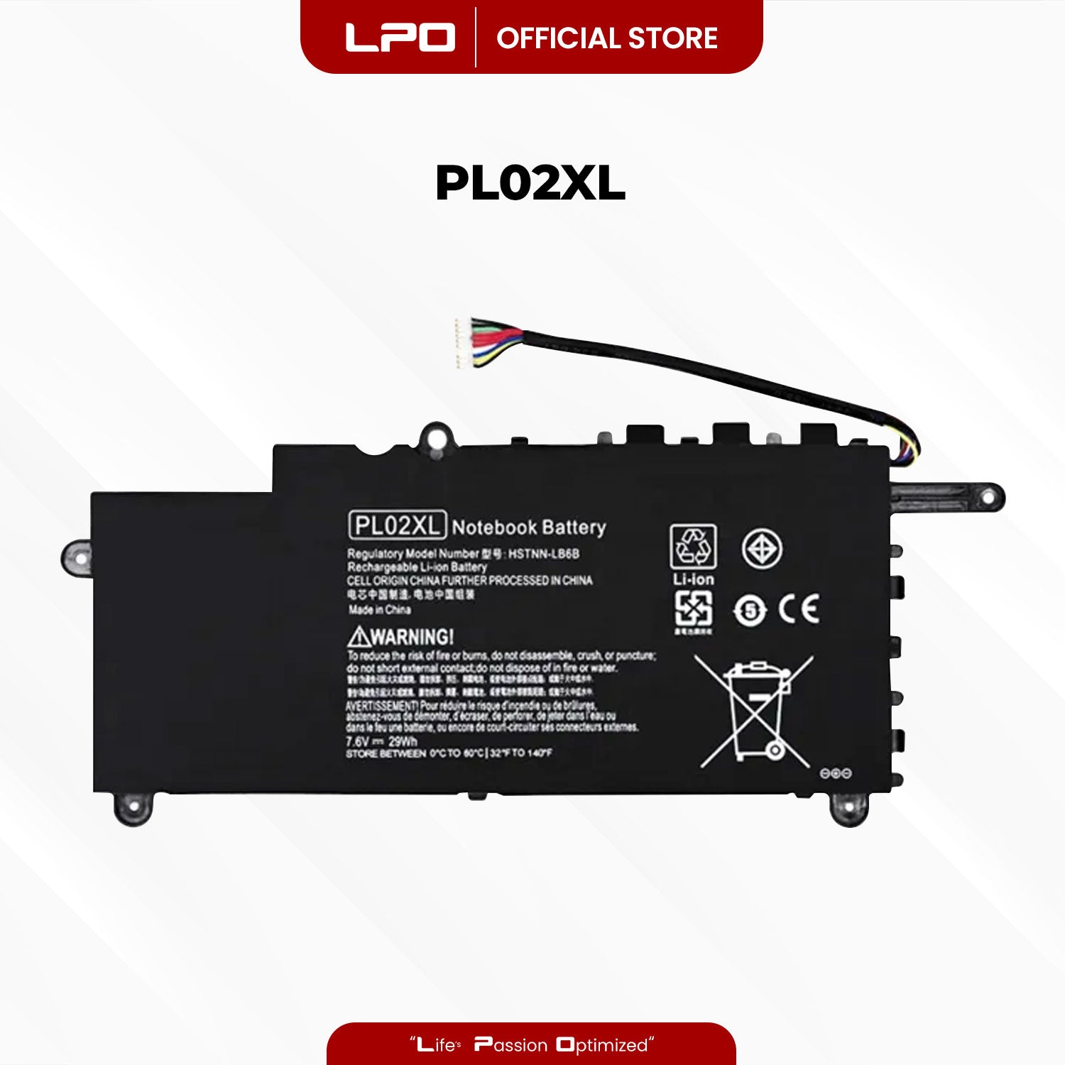 Laptop Battery PL02XL Compatible with HP HSTNN-LB6B , 751681-421,PL02XL HSTNN-LB6B