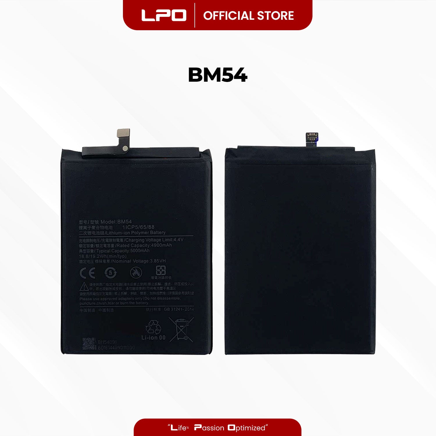 Cellphone Battery Xiaomi Redmi Note 9T 2021 BM54 Compatible with Xiaomi Redmi Note 9 5G 2020 - LPO Laptop PC-Outlet