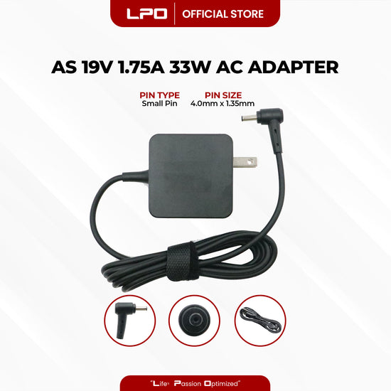 Laptop Charger Asus 19V 1.75A 33W Small Pin 4.0mm x 1.35mm Compatible with Asus VivoBook S200