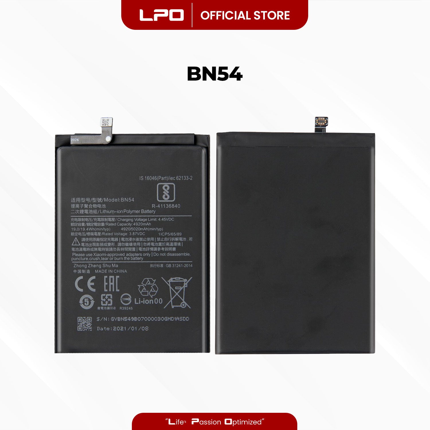 Cellphone Battery Xiaomi Redmi Note 9 2020 BN54 Compatible with M2003J15SC, M2003J15SG - LPO Laptop PC-Outlet