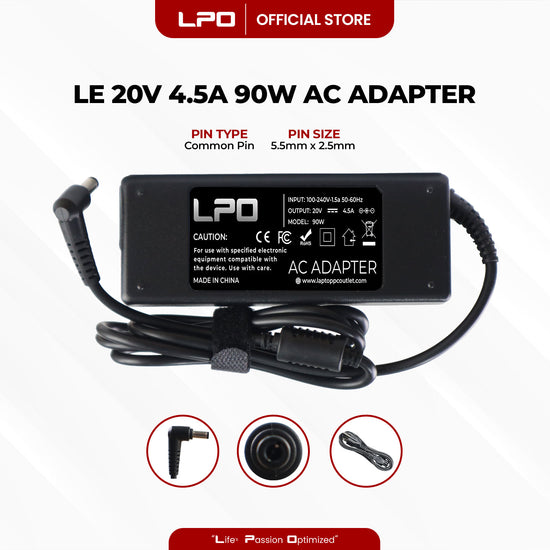 Laptop Charger Lenovo 20V 4.5A 90W Common Pin 5.5mm x 2.5mm Compatible with Lenovo IdeaPad S400
