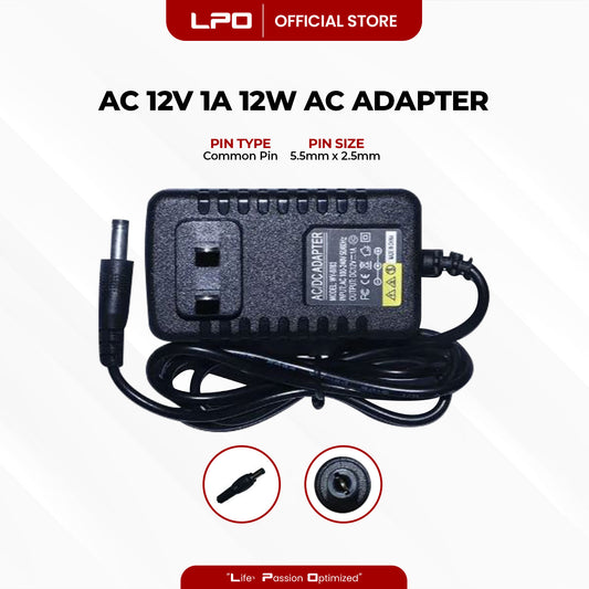 CCTV 12V 1A 12W Common Pin 5.5mm x 2.5mm Compatible with CCTV Camera, LED Monitor and other electronics equipment.