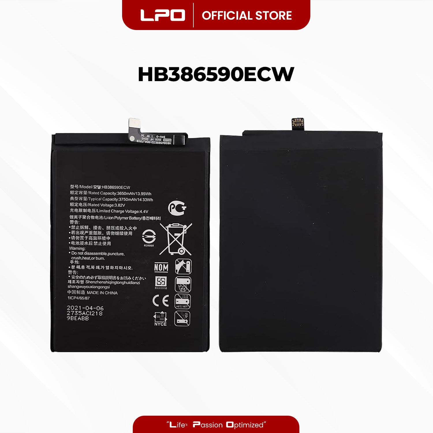 Cellphone Battery Honor 8X 2018 HB386590ECW Compatible with JSN-L22, JSN-L42, JSN-L11 - LPO Laptop PC-Outlet