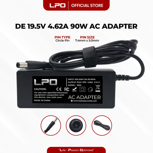 Laptop Charger Dell 19.5V 4.62A 90W Circle Pin 7.4mm x 5.0mm Compatible with Dell Latitude D420