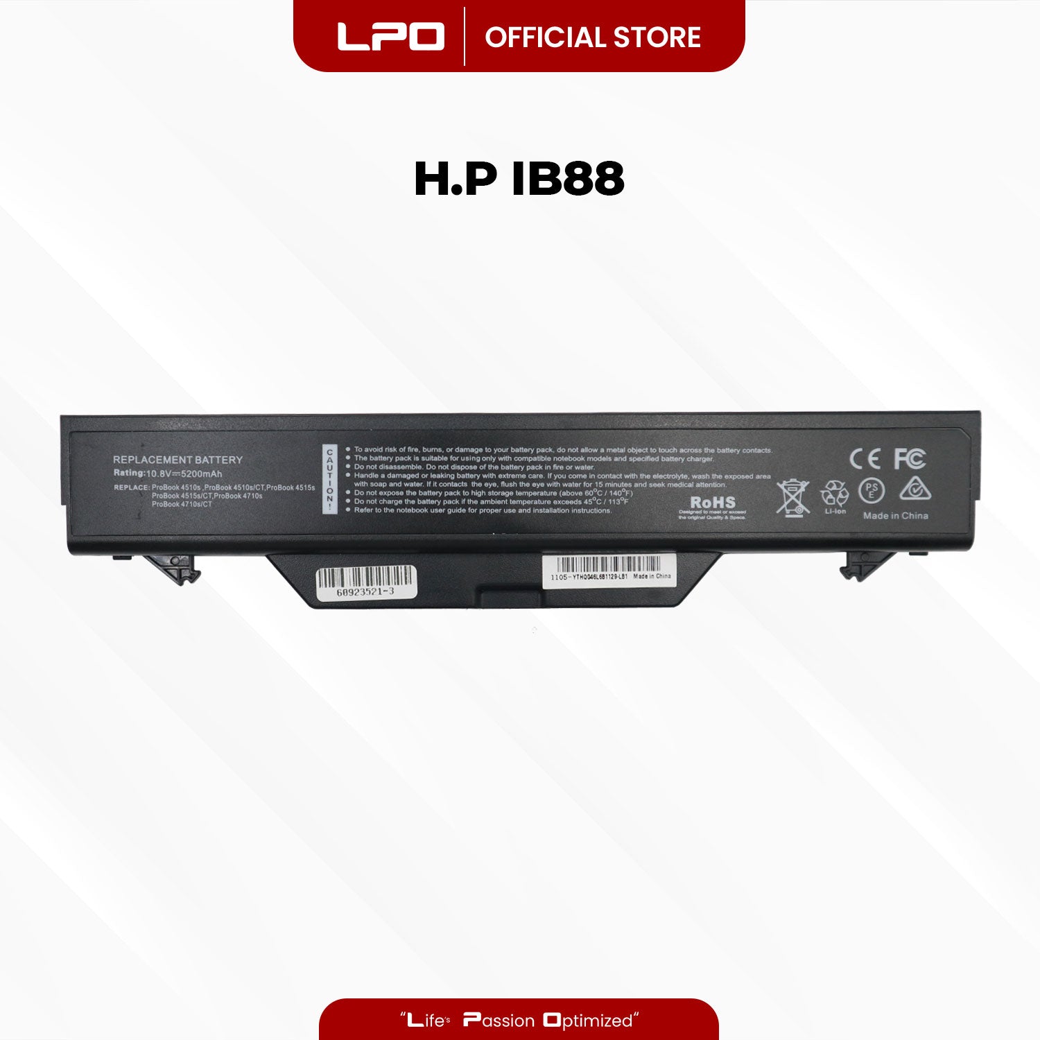 Laptop Battery IB88 / ZZ06 Compatible with HP 4510s, 4510s/CT, 4515s, 4515s/CT, 4710s, 4710s Series - LPO Laptop PC-Outlet