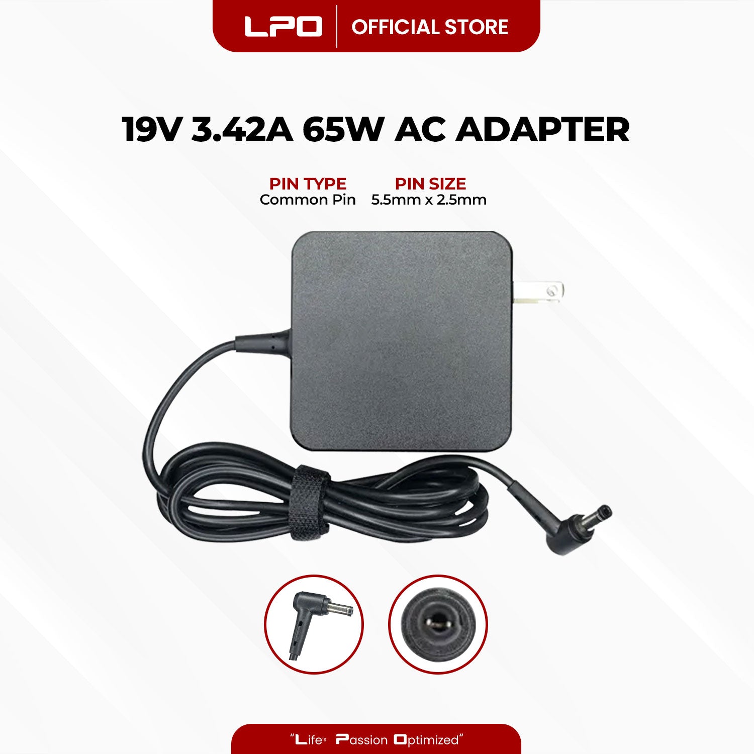 Laptop Charger Asus 19V 3.42A 65W	Common Pin 5.5mm x 2.5mm Compatible with Asus X452M, X452MJ, X452E, A55OC