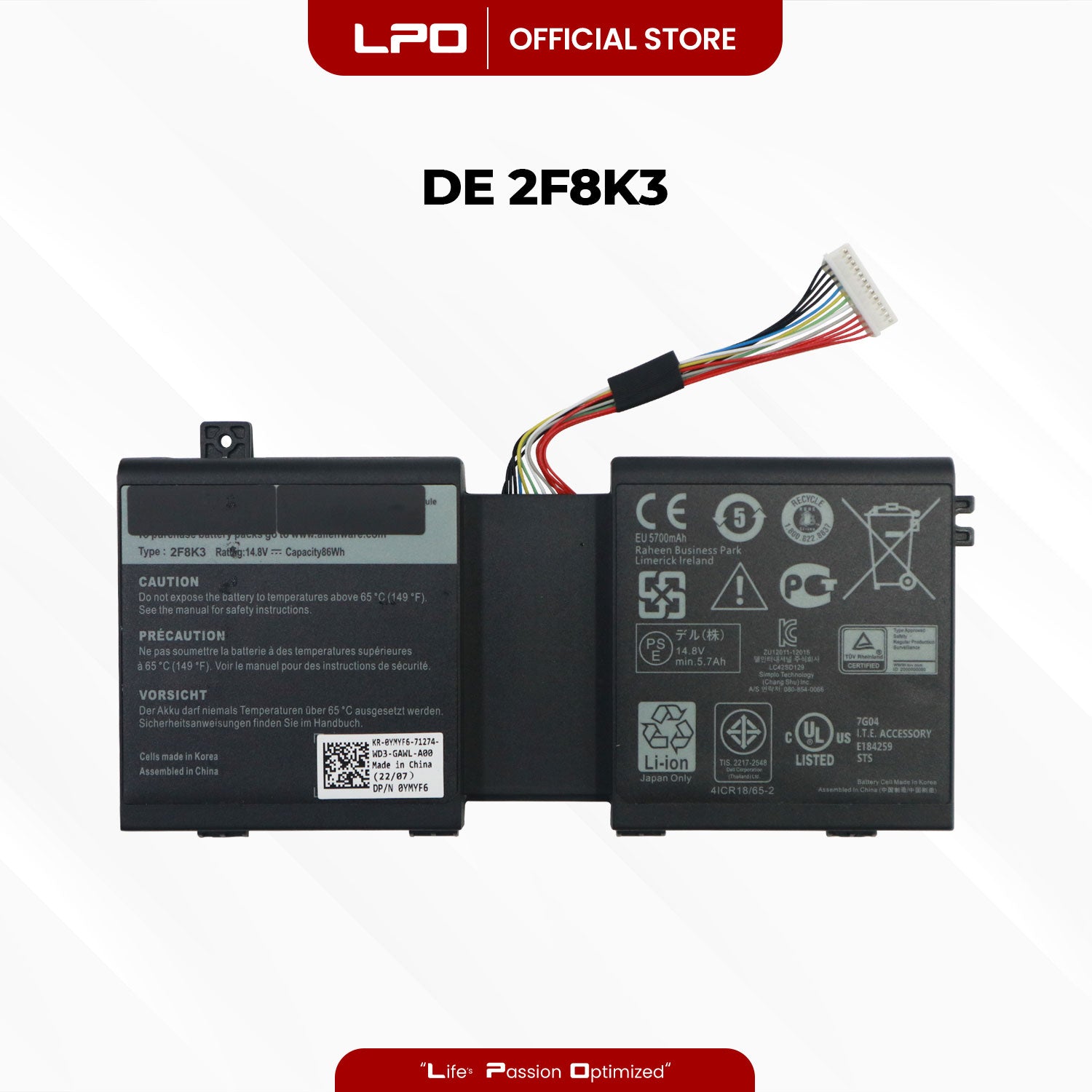 Laptop Battery 2F8K3 Compatible with Dell Alienware 17(2013) R1 P18E P18E001 17X M17X-R5