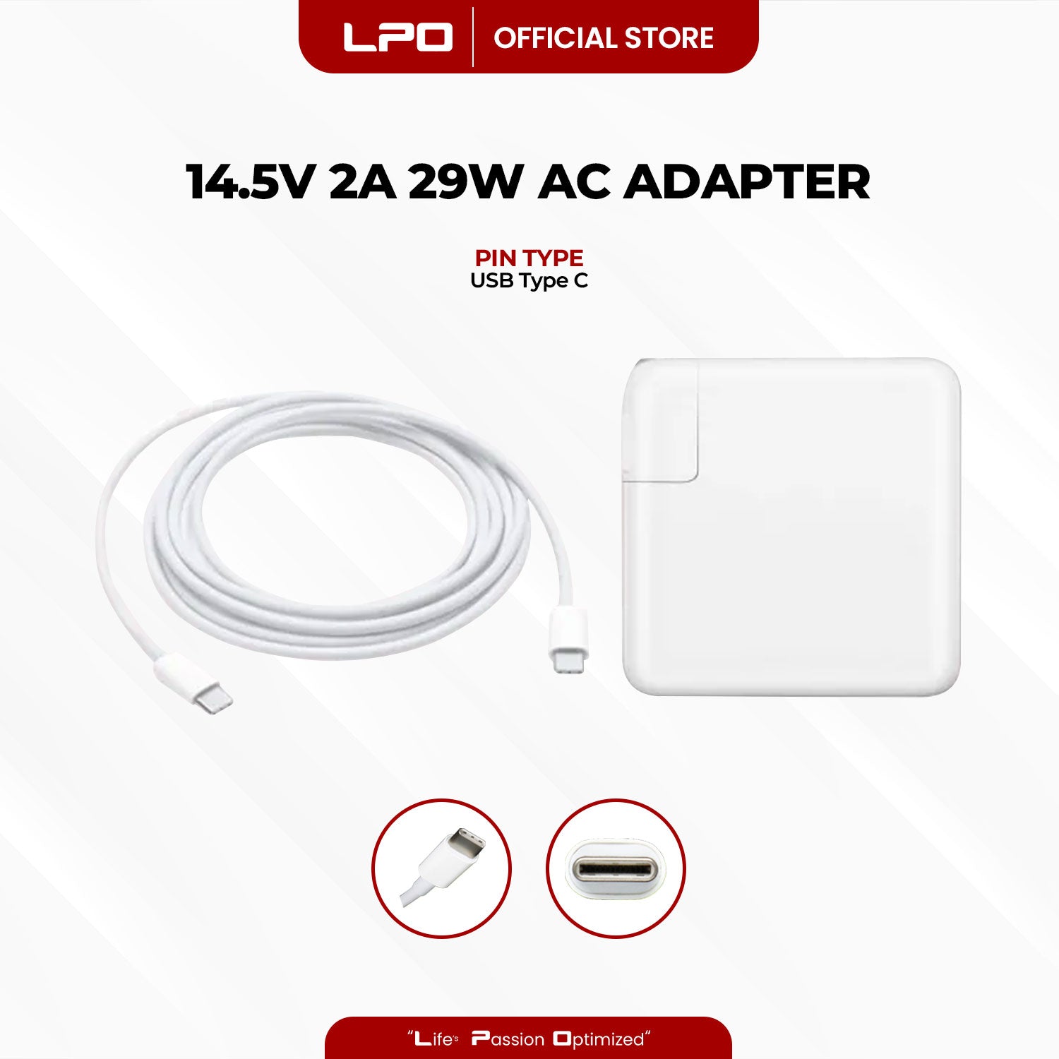 Laptop Charger MacBook 14.5V 2A 29W USB TYPE C Compatible with Macbook Pro Retina 12 inch A1534 A1540