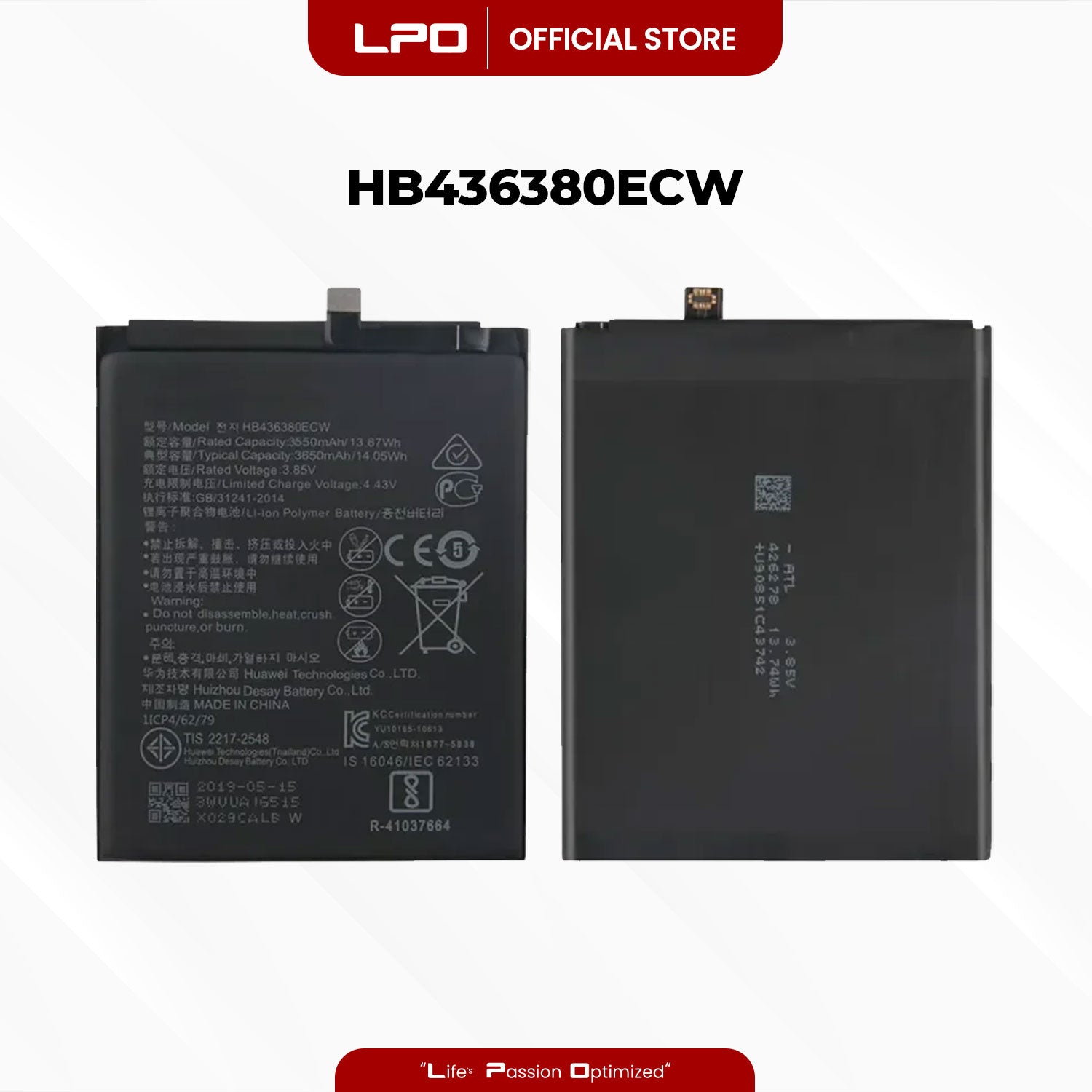 Cellphone Battery	Huawei P30 2019	HB436380ECW Compatible with ELE-L29, ELE-L09, ELE-AL00