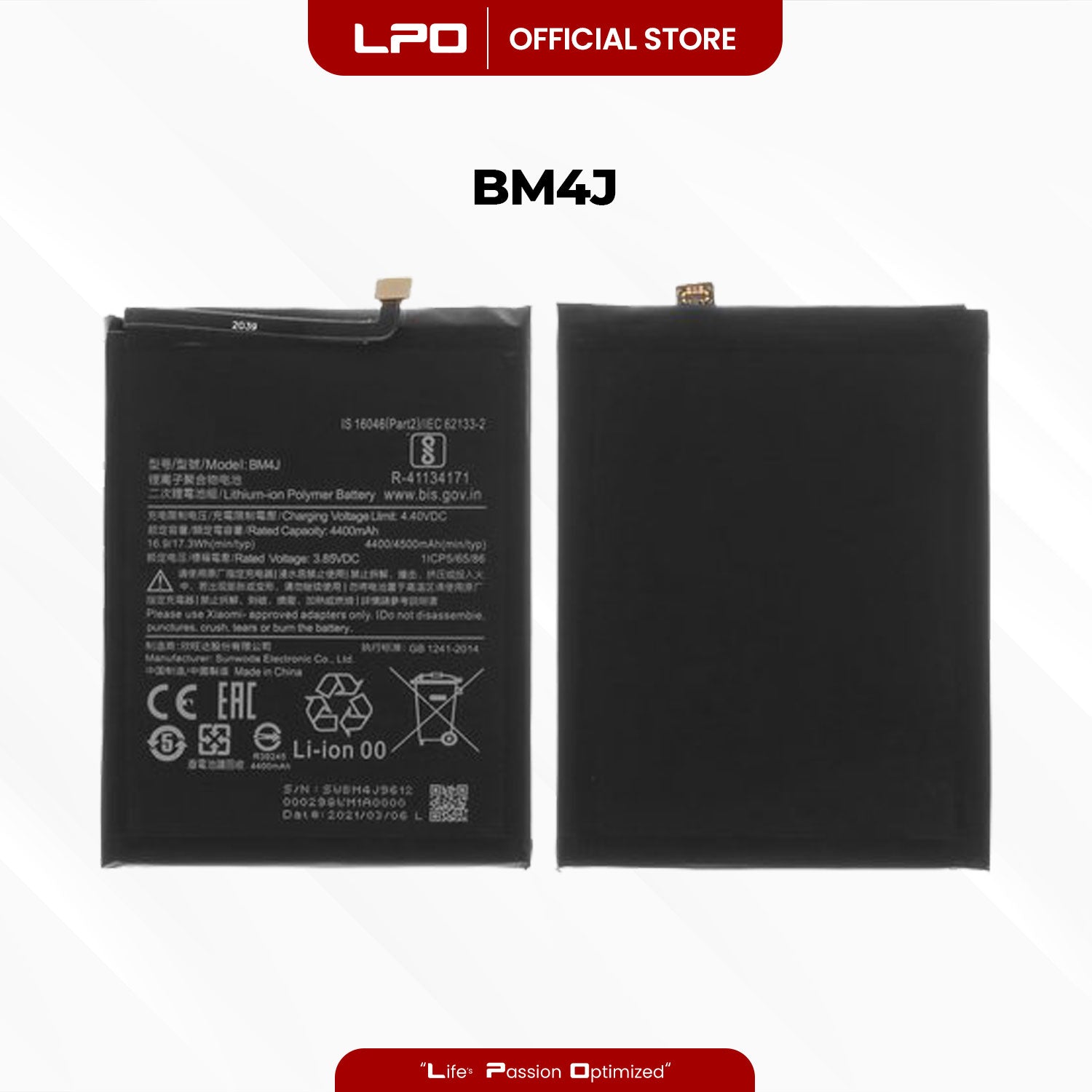 Cellphone Battery Xiaomi Redmi Note 8 Pro 2019 BM4J Compatible with 2015105, M1906G7I - LPO Laptop PC-Outlet