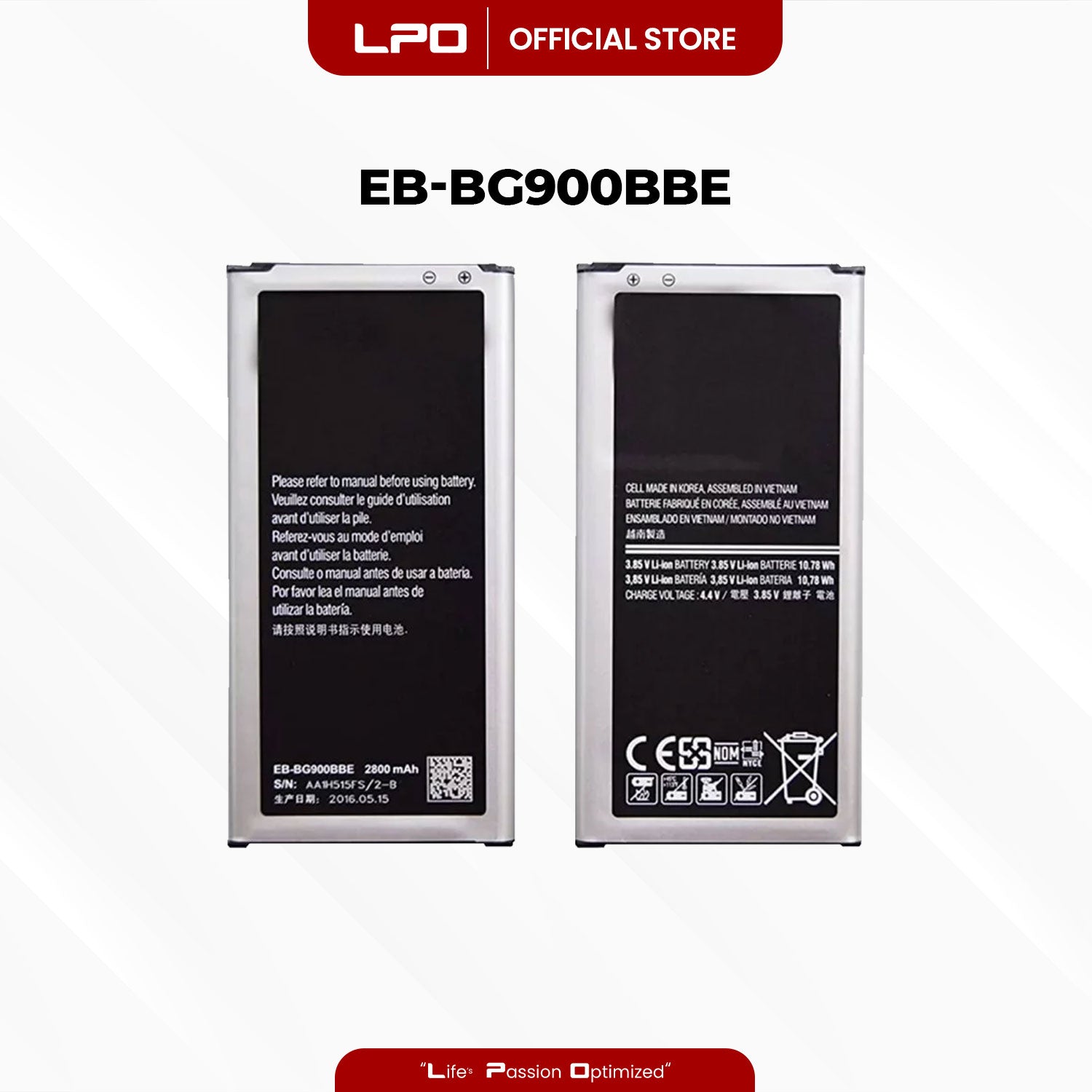 Cellphone Battery	Samsung Galaxy S5 2015 EB-BG900BBC / EB-BG900BBE Compatible with SM-G900F