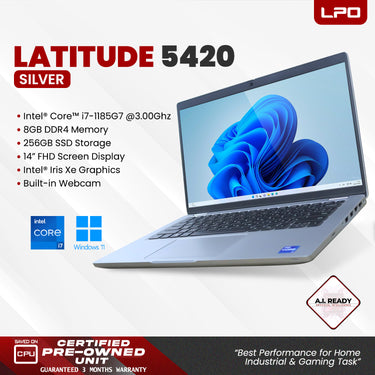 LPO Laptop Dell Latitude 5420 Silver Intel Core i7-1185G7 3.00Ghz 8Gb DDR4 256GB SSD Intel Iris Xe 14