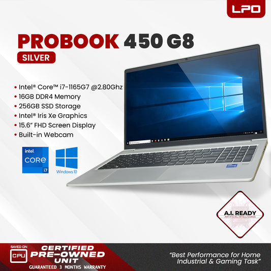 Laptop HP Probook 450 G8 Intel Core i7-1165G7 2.80Ghz 16GB DDR4 256GB SSD Intel Iris Xe 15.6" FHD