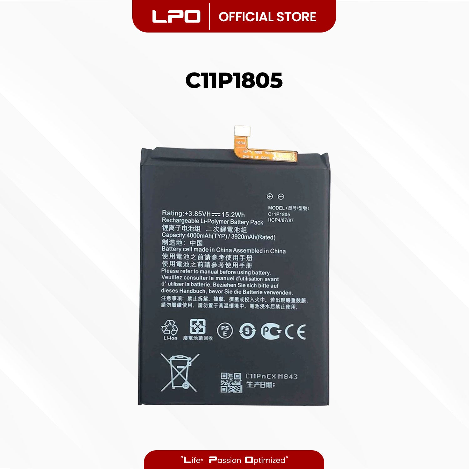 Cellphone Battery Asus Zenfone Max (M2) ZB633KL 2018 C11P1805 Compatible with X01AD, X01BD - LPO Laptop PC-Outlet