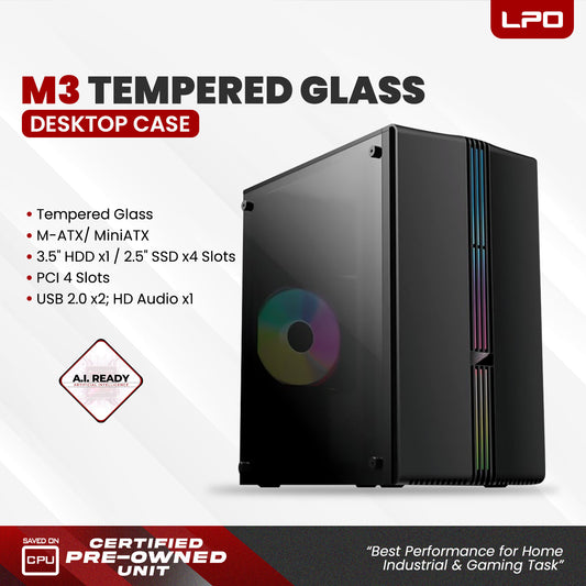 YGT M3 M-ATX MiniATX PC Case Gaming Tempered Glass Desktop Computer Case