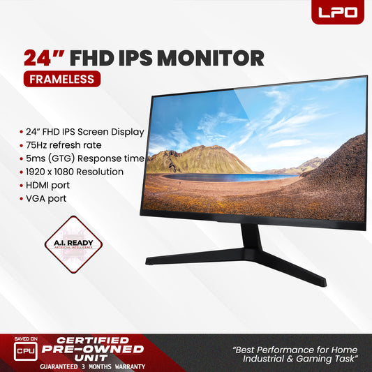 Samsung Monitor LF24T35 24.0" FHD IPS Screen Display 75Hz 5ms HDMI VGA Port