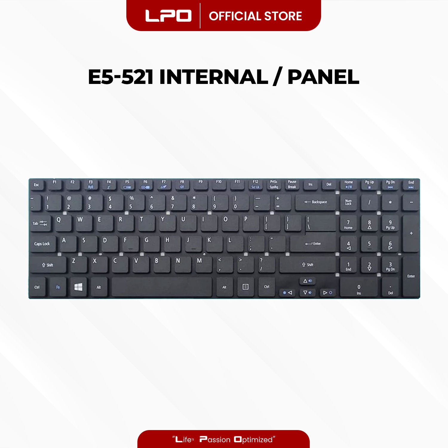 Laptop Keyboard ACER E5-521 Internal Type / Panel Black US Compatible with Acer Aspire E5-521 E5-521G