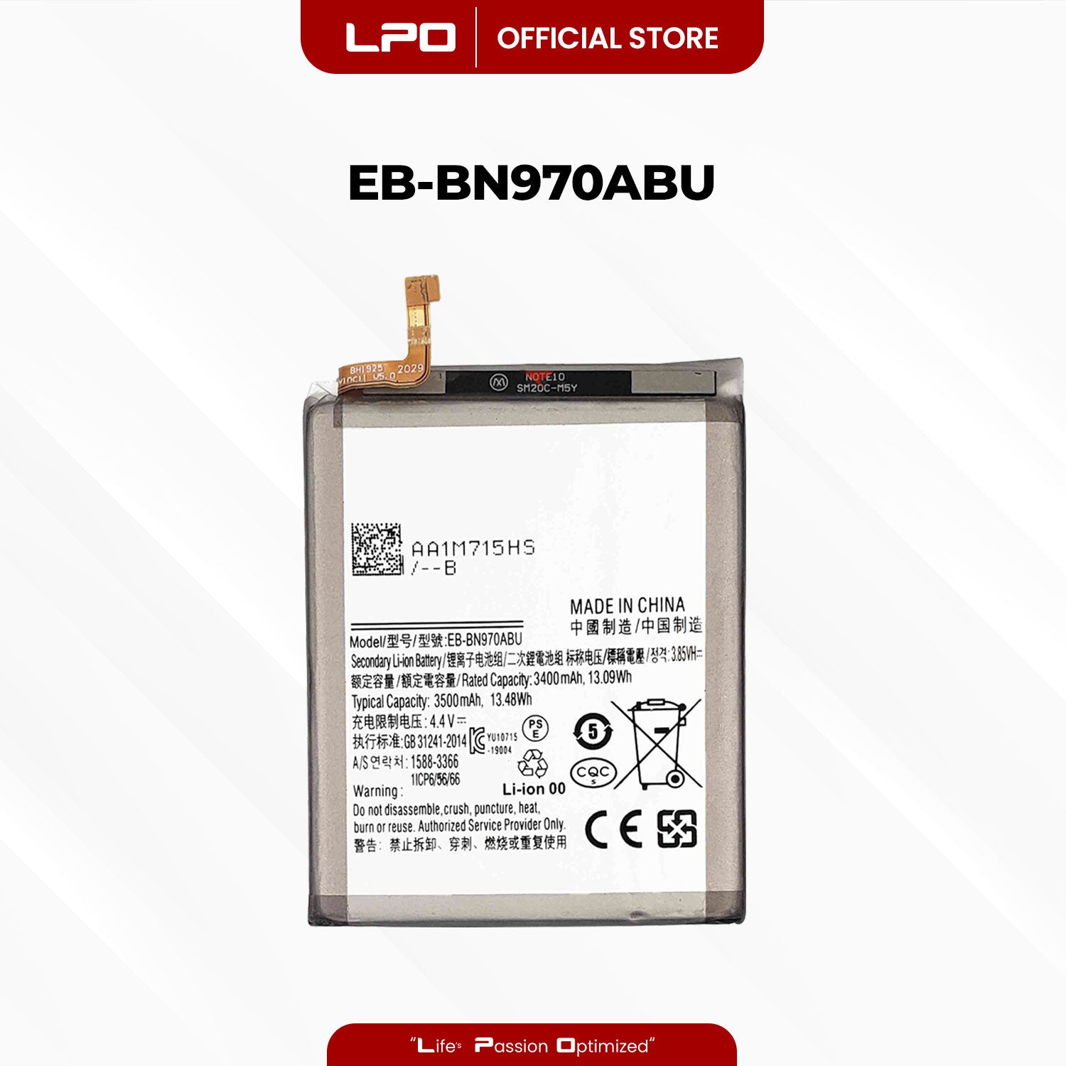 Cellphone Battery Samsung Galaxy Note 10 2019 EB-BN970ABU Compatible with SM-N970F