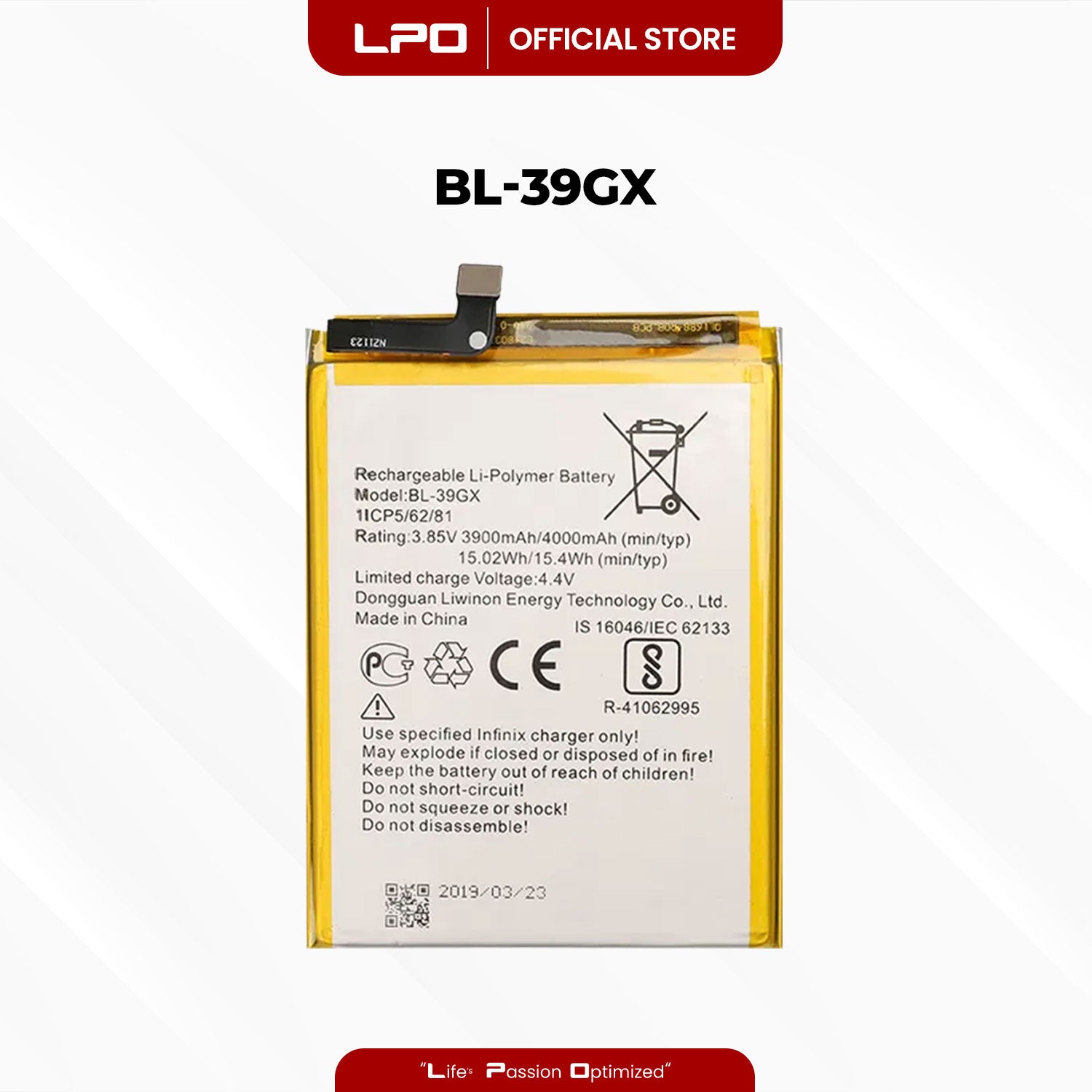Cellphone Battery	Infinix Hot S3 2018 BL-39GX Compatible with X573, X573B - LPO Laptop PC-Outlet