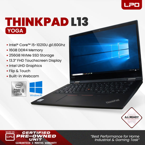 Laptop Lenovo Thinkpad L13 Yoga Intel Core i5-10210U 1.60Ghz 16GB DDR4 256GB NVMe SSD Intel UHD 13.3