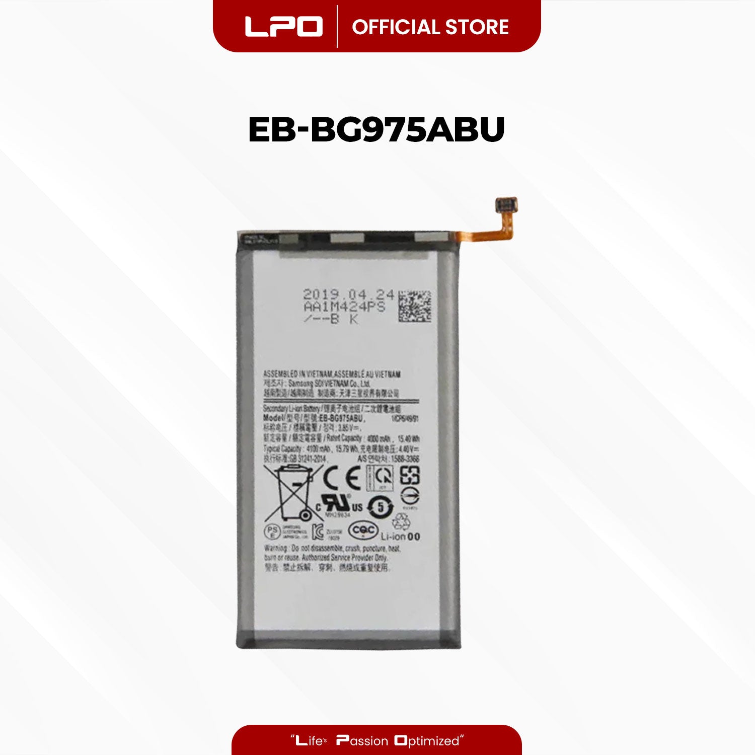 Cellphone Battery Samsung Galaxy S10+ 2019 EB-BG975ABU Compatible with SM-G975F, SM-G975U
