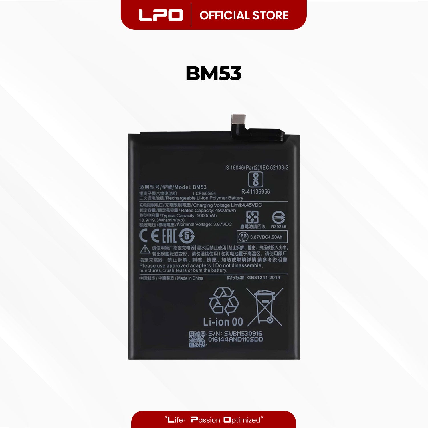 Cellphone Battery Xiaomi Mi 10T 5G 2020 BM53 Compatible with M2007J3SY, Xiaomi Mi 10T Pro 5G 2020 - LPO Laptop PC-Outlet