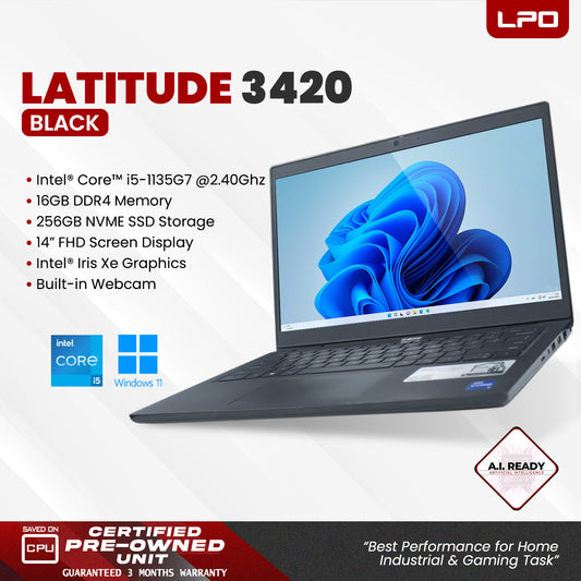 Laptop Dell Latitude 3420 Intel Core i5-1135G7 2.40Ghz 16GB DDR4 256GB NVME SSD Intel Iris Xe 14.0" FHD