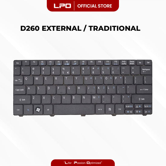 Laptop Keyboard ACER D260 External Type / Traditional Black UK Compatible with Acer Aspire One 521 522 533 D255 D255E D257 D260 D270