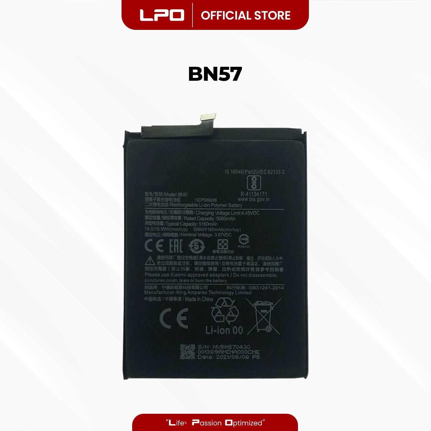 Cellphone Battery Xiaomi Poco X3 Pro 2021 BN57 Compatible with Xiaomi Poco X3 NFC 2020 - LPO Laptop PC-Outlet