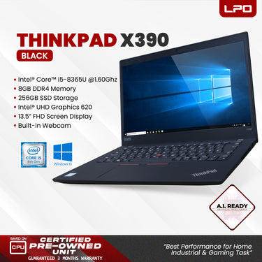 Laptop Lenovo Thinkpad X390 Intel Core i5-8365U 1.60Ghz 8GB DDR4 256GB SSD Intel UHD Graphics 620 13.5