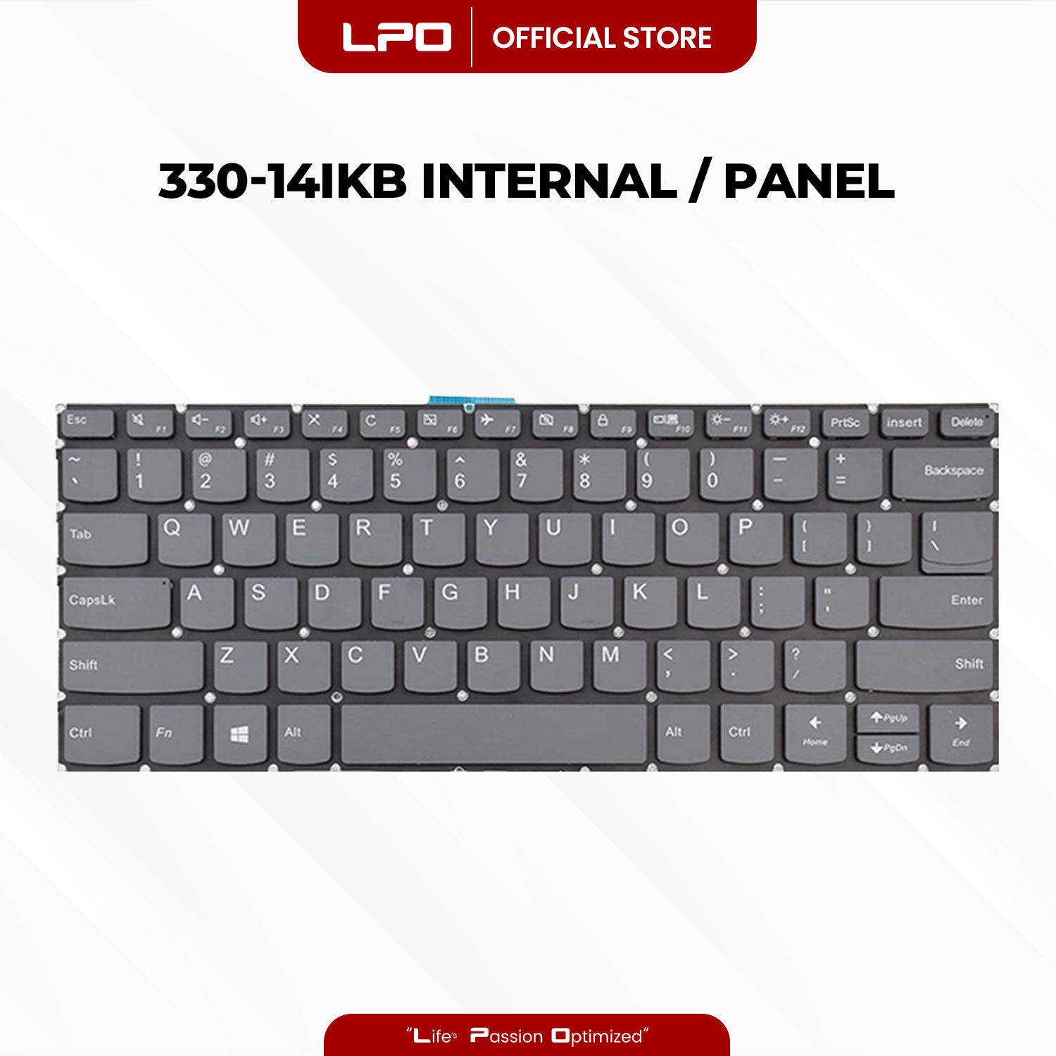 Laptop Keyboard LENOVO 330-14IKB Internal / Panel Gray US Compatible with Lenovo 330-14IGM