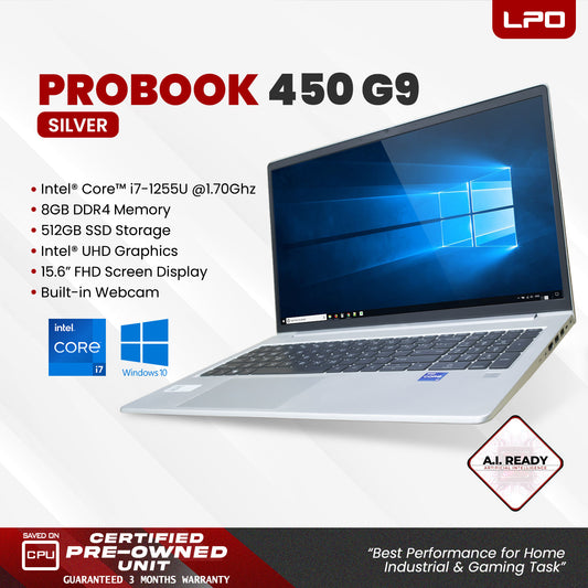 Laptop HP Probook 450 G9 Intel Core i7-1255U 1.70Ghz 8GB DDR4 512GB SSD Intel UHD 15.6" FHD