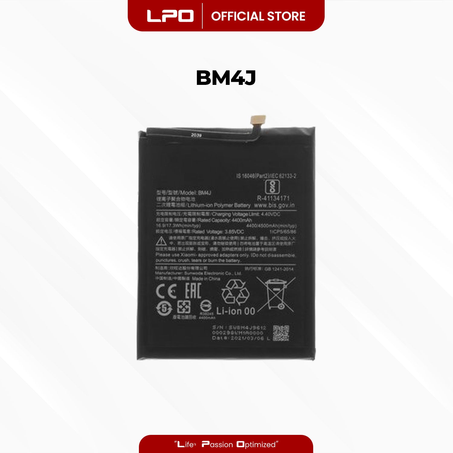 Cellphone Battery Xiaomi Redmi Note 8 Pro 2019 BM4J Compatible with 2015105, M1906G7I - LPO Laptop PC-Outlet
