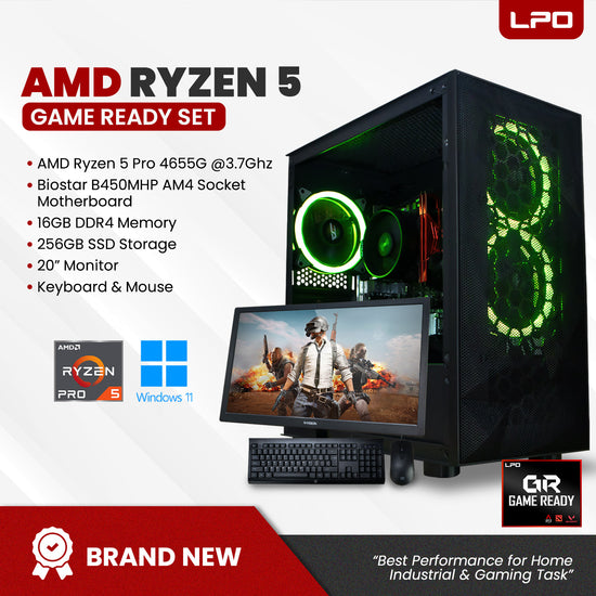 Gaming Desktop Computer AMD Ryzen 5 Pro 4655G 3.7Ghz B450MHP AM4 Socket Motherboard 16GB DDR4 256GB SSD 20