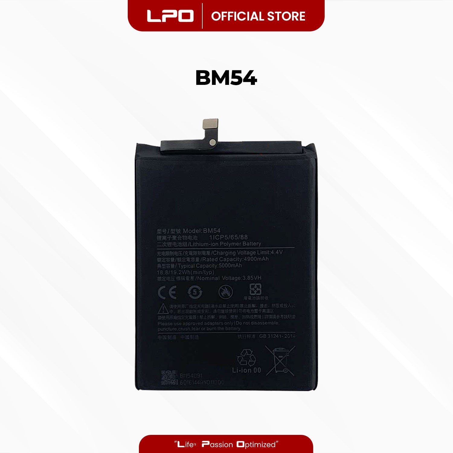 Cellphone Battery Xiaomi Redmi Note 9T 2021 BM54 Compatible with Xiaomi Redmi Note 9 5G 2020 - LPO Laptop PC-Outlet