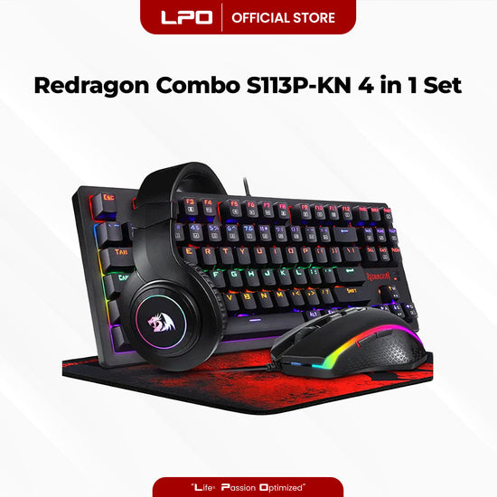 Redragon Combo S113P-KN Keyboard Mouse Mousepad Headset 4 In 1 Set Gaming Essentials