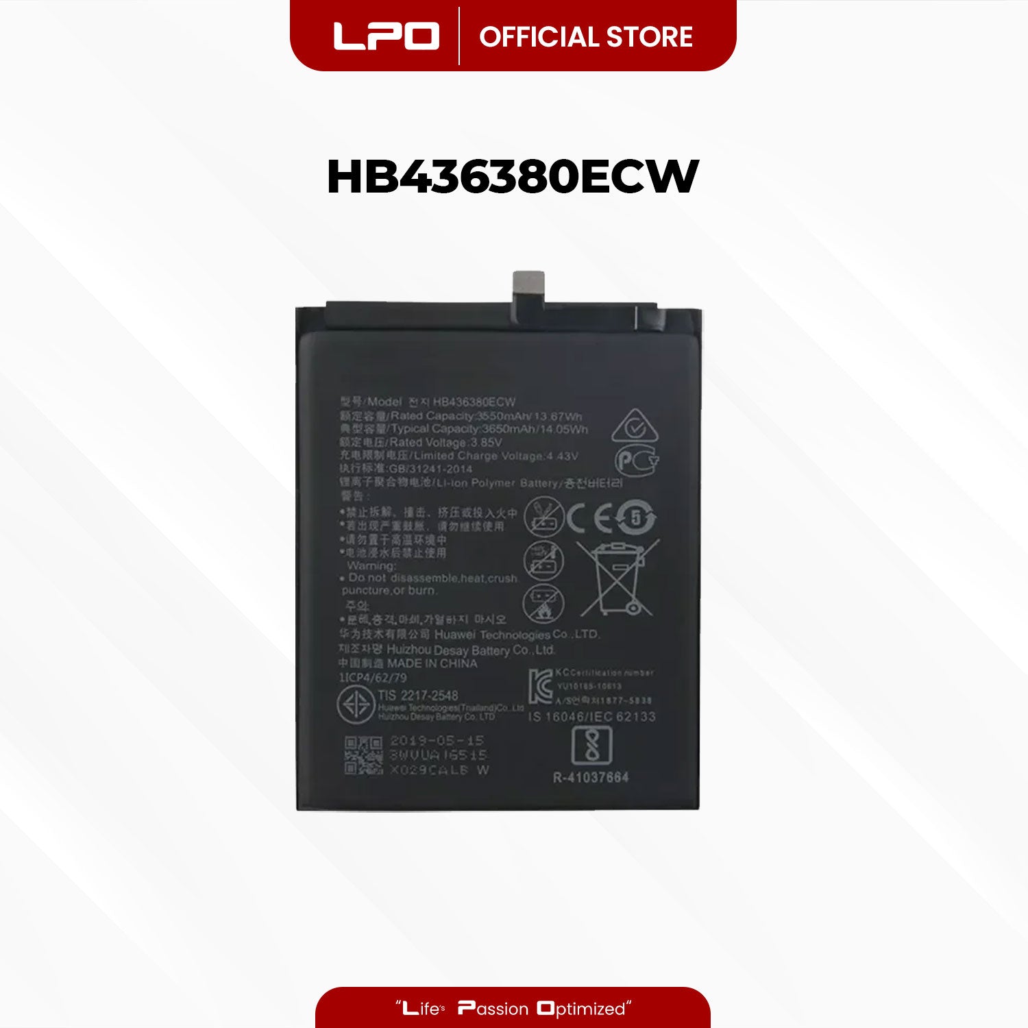 Cellphone Battery	Huawei P30 2019	HB436380ECW Compatible with ELE-L29, ELE-L09, ELE-AL00