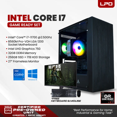 Gaming Desktop Computer Intel Core i7-11700 2.50Ghz MSI B560M Pro-VDH LGA 1200 Socket Motherboard Intel UHD 750 32GB DDR4 256GB SSD + 1TB HDD 27