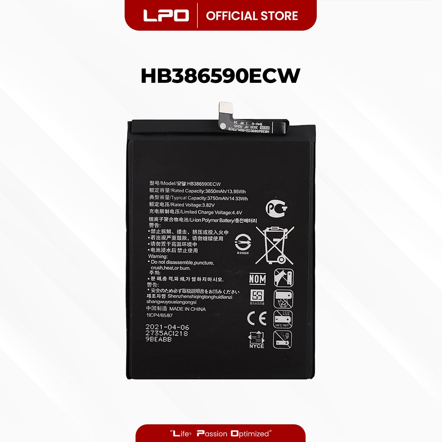 Cellphone Battery Honor 8X 2018 HB386590ECW Compatible with JSN-L22, JSN-L42, JSN-L11 - LPO Laptop PC-Outlet