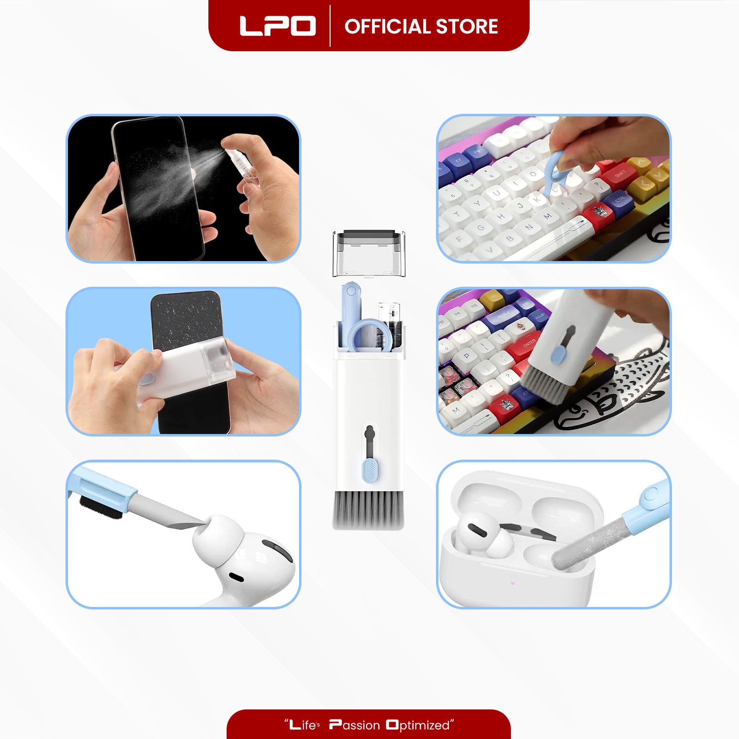 LPO 7 in 1 Electronics Cleaner Kit Computer Keyboard Clean Kit For Headset Screen Cleaning Equipment