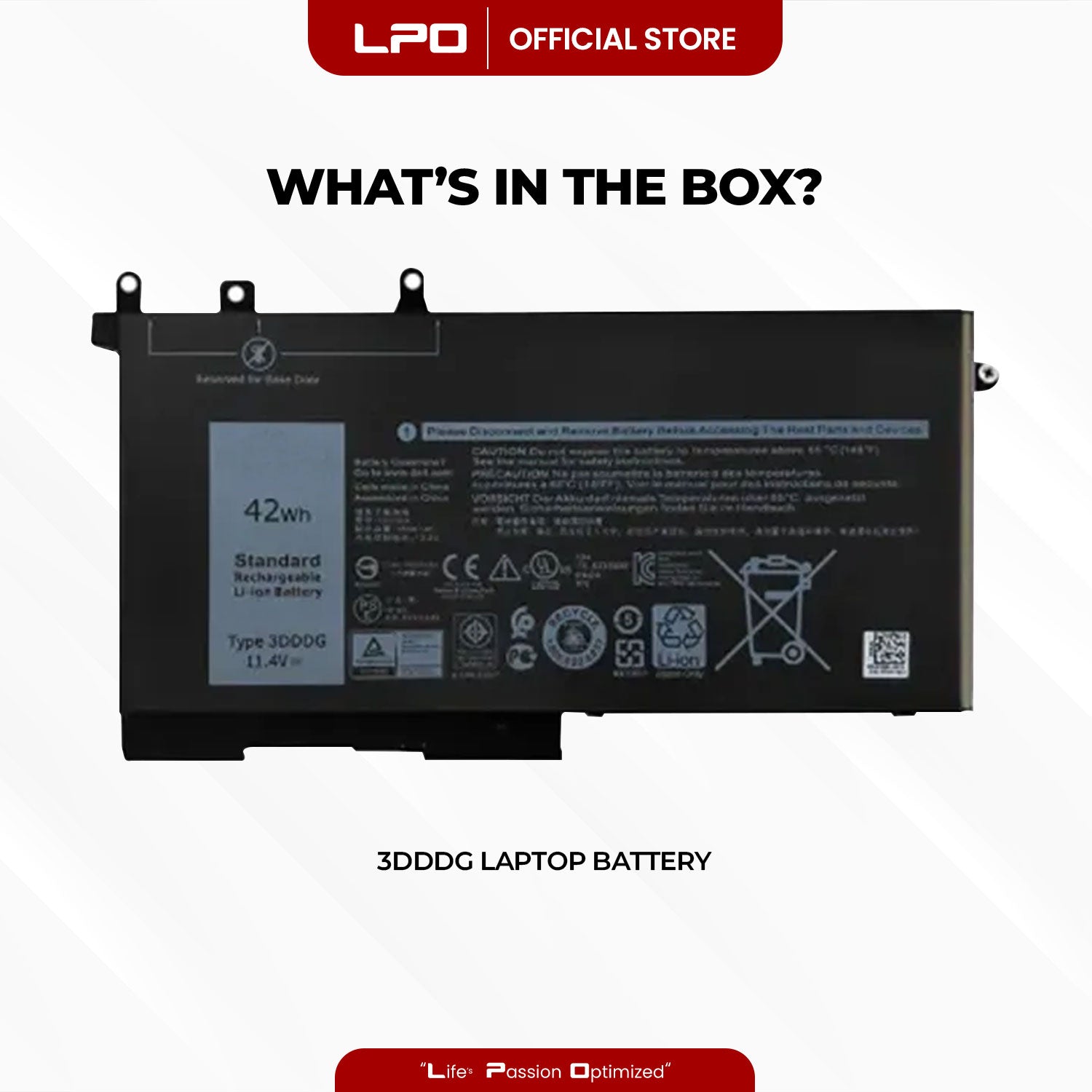 Laptop Battery 3DDDG Compatible with Dell Latitude E5280 E5480 E5490 E5580 E5590 Series
