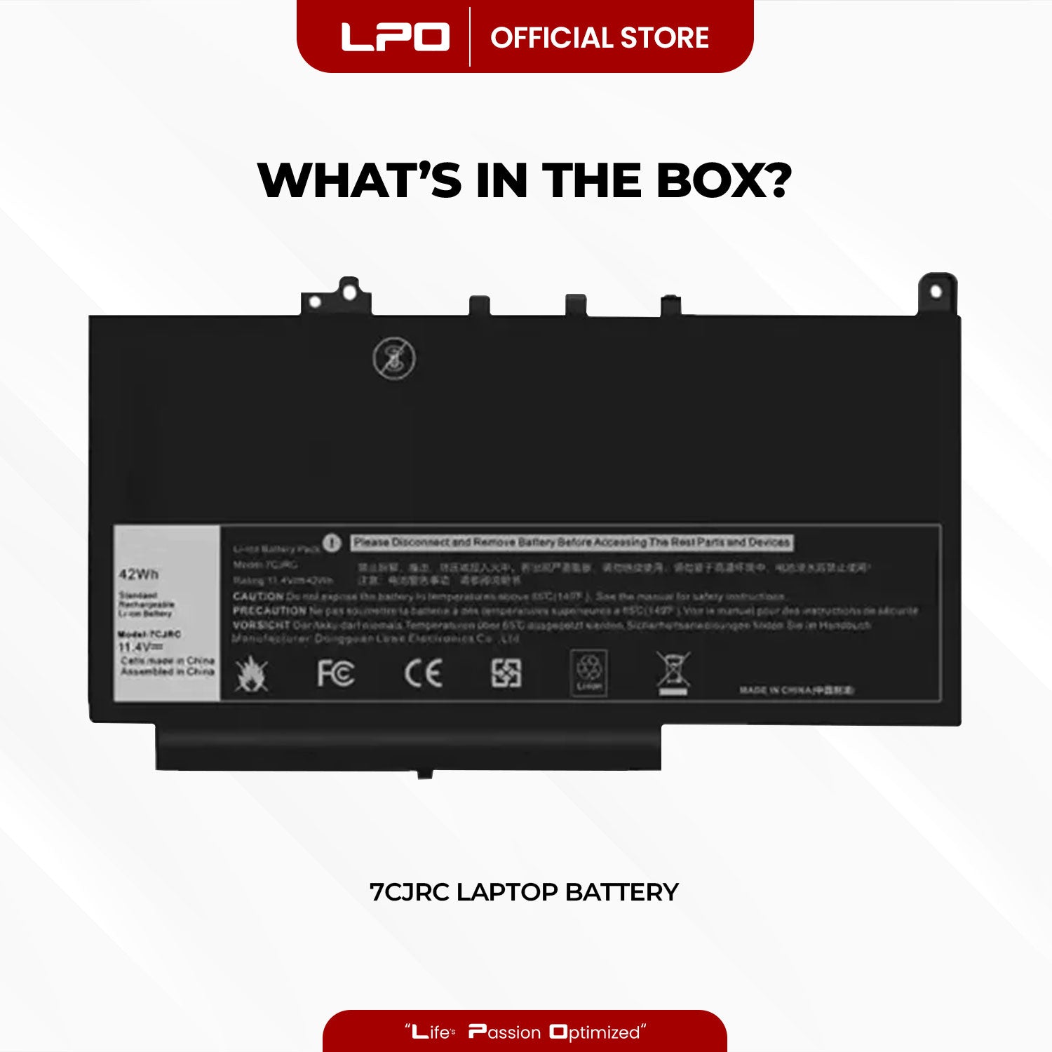 Laptop Battery 7CJRC Compatible with Dell Latitude E7270, Latitude E7470