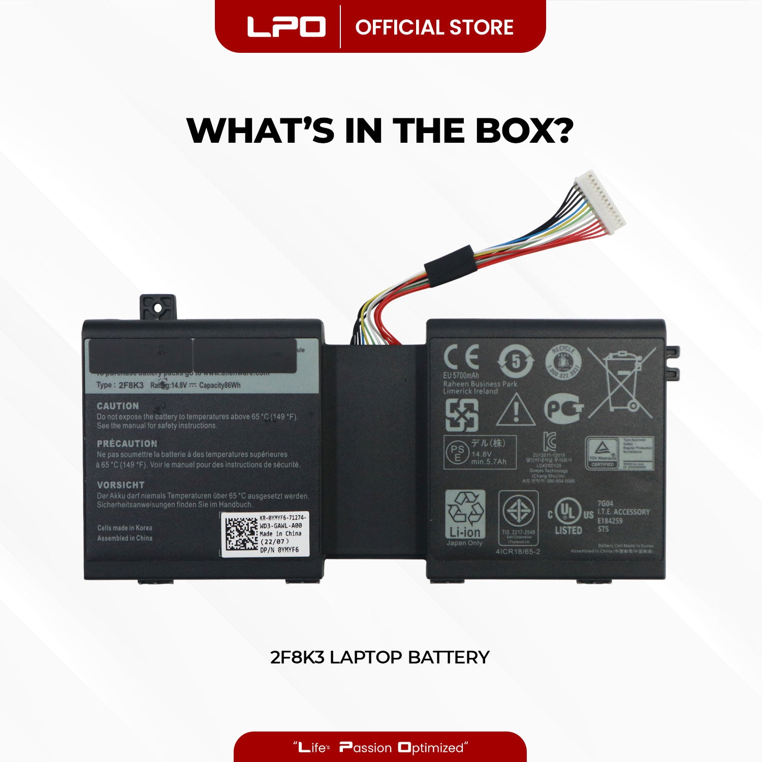Laptop Battery 2F8K3 Compatible with Dell Alienware 17(2013) R1 P18E P18E001 17X M17X-R5