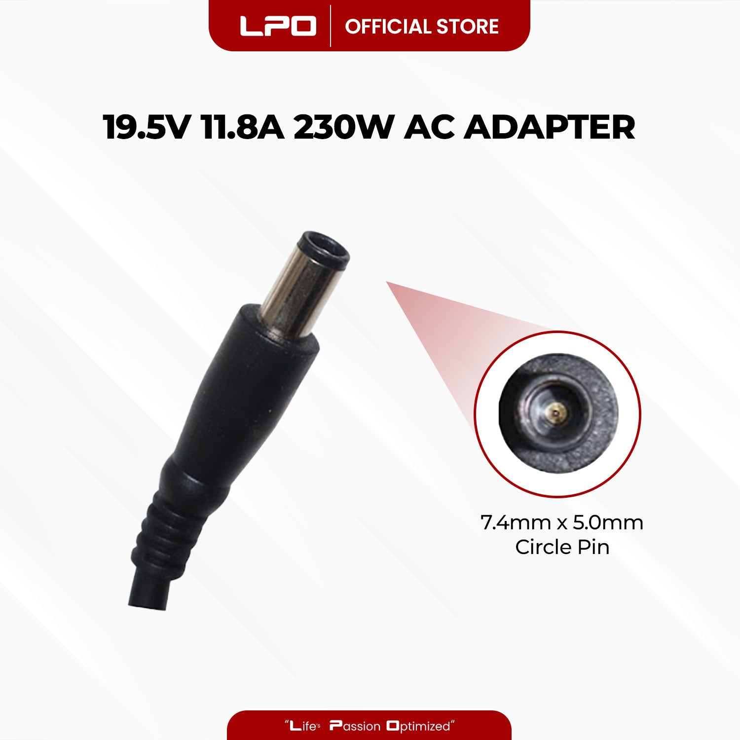 Laptop Charger Asus 19.5V 11.8A 230W Circle Pin 7.4mm x 5.0mm Compatible with Asus 0A001-00390000, 0A001-00390200