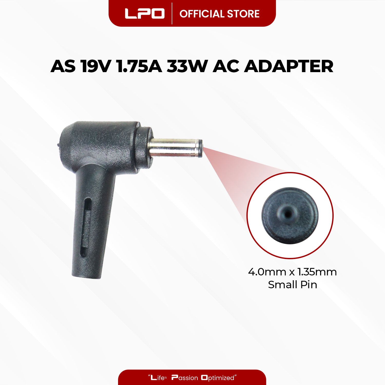 Laptop Charger Asus 19V 1.75A 33W Small Pin 4.0mm x 1.35mm Compatible with Asus Vivobook X200MA