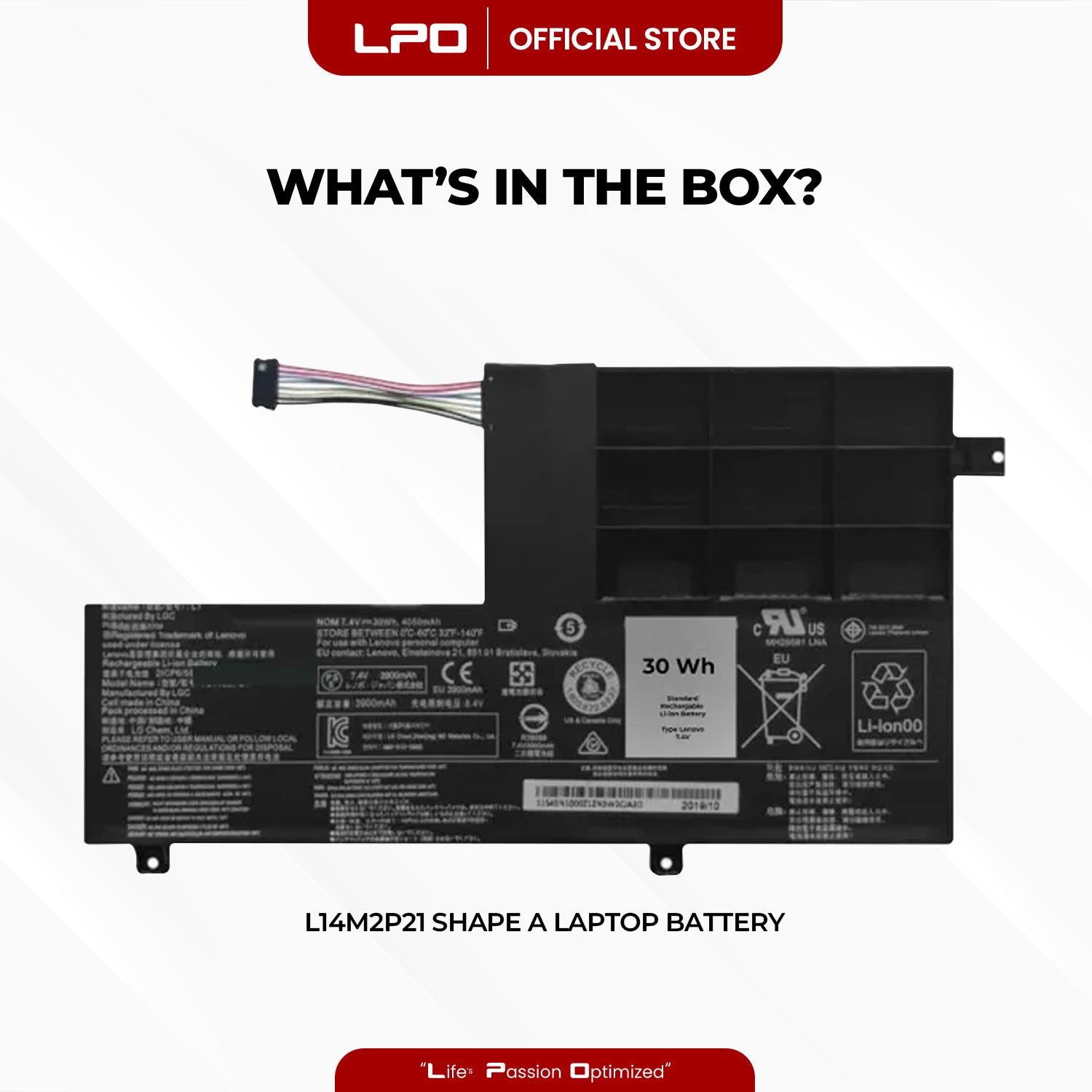 Laptop Battery L14M2P21  Shape A Compatible with Lenovo IdeaPad 300s-14ISK, IdeaPad 300s-14ISK 80Q4