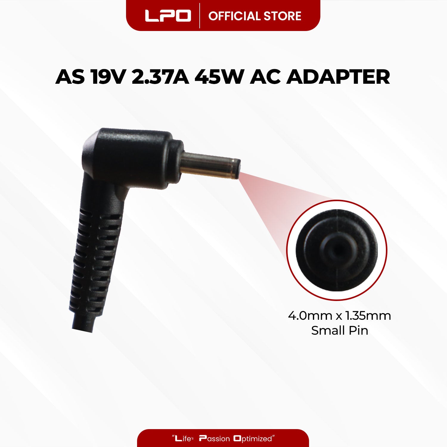 Laptop Charger Asus 19V 2.37A 45W Small Pin 4.0mm x 1.35mm Compatible with Asus TP300L X540L