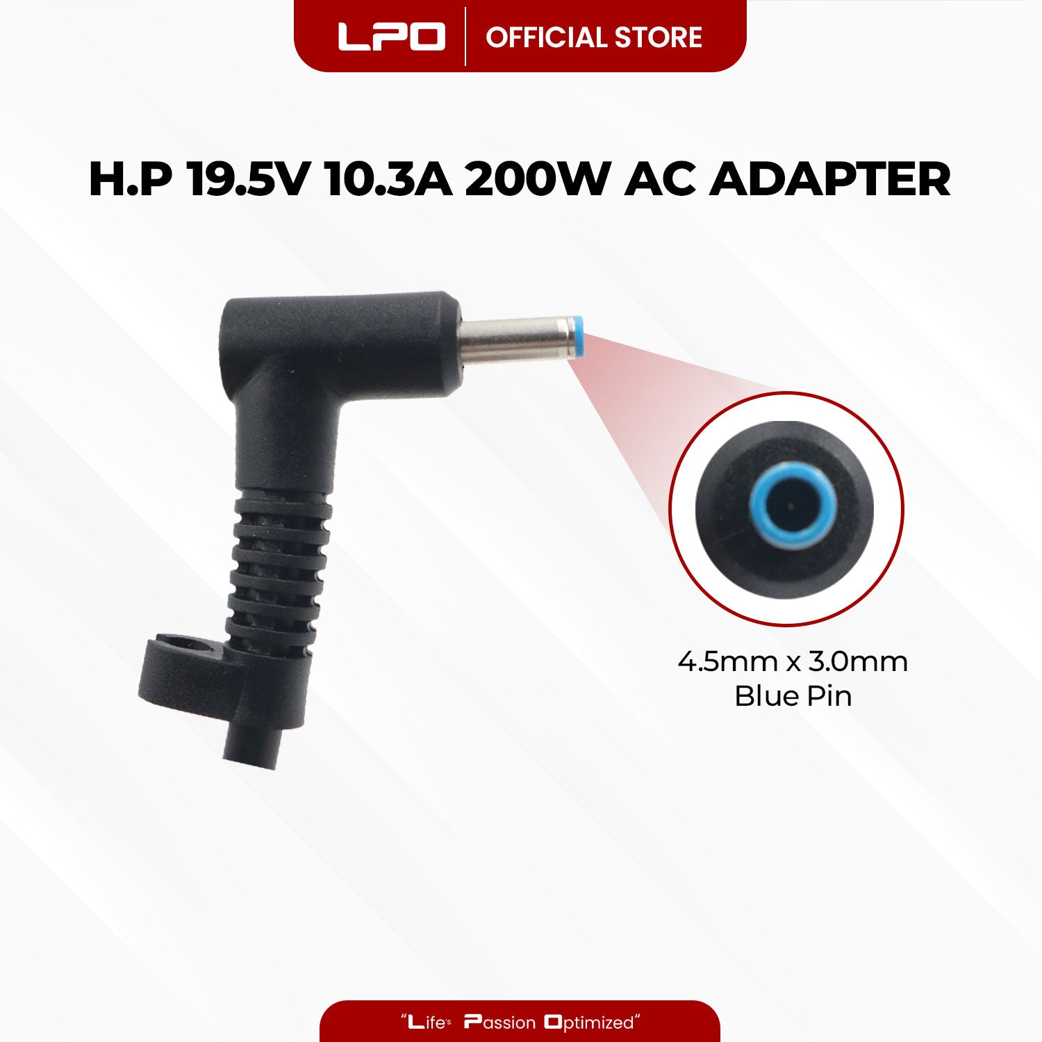 Laptop Charger HP 19.5V 10.3A 200W Blue Pin 4.5mm x 3.0mm Compatible with HP ultra-thin 15-dc0000